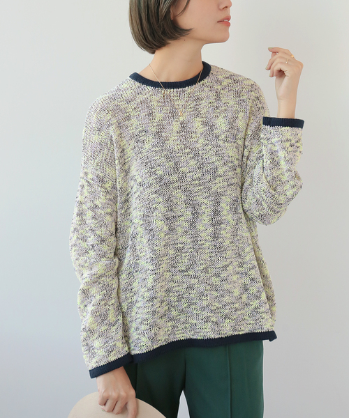 Simplicite(サンプリシテ)の「ミックスヤーン クルーネックプルオーバー◆(ポロシャツ・レディース・ブラック/レッド/イエロー・FREE)」の18枚目の写真