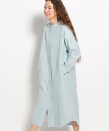 niko and... | オックスストライプバンドカラーシャツワンピース(シャツワンピース)