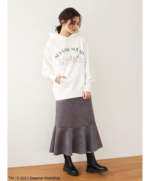 Green Parks(グリーンパークス)の「SESAME STREET フードPO*(パーカー・レディース・チャコールグレー/ブルー/アイボリー・FREE)」の11枚目の写真