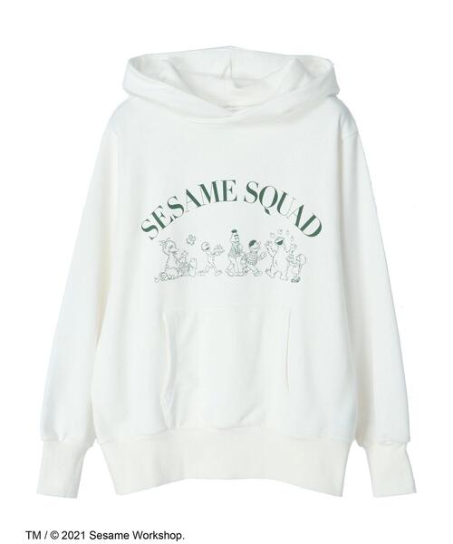Green Parks(グリーンパークス)の「SESAME STREET フードPO*(パーカー・レディース・チャコールグレー/ブルー/アイボリー・FREE)」の9枚目の写真