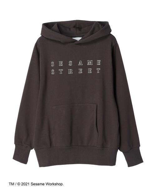 Green Parks(グリーンパークス)の「SESAME STREET フードPO*(パーカー・レディース・チャコールグレー/ブルー/アイボリー・FREE)」の2枚目の写真