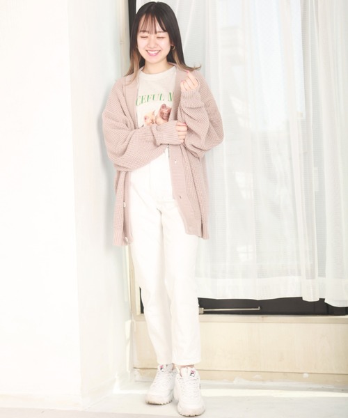 WESTSEA(ウエストシー)の「7G 綿混ワッフル編み ビッグサイズVカーデ(カーディガン/ボレロ・メンズ・グレイッシュベージュ/オフホワイト/マスタード/ブラック/オレンジ/グレイッシュブルー/グリーン/クリアグリーン/ロイヤルブルー/スミクロ・M/L)」の15枚目の写真