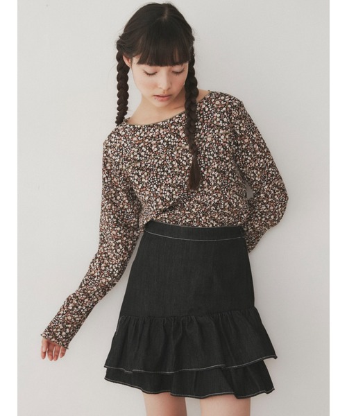 merry jenny（メリージェニー）の「デニムフリルミニスカート（スカート・レディース・ブラック/インディゴブルー・FREE）」の10枚目の写真