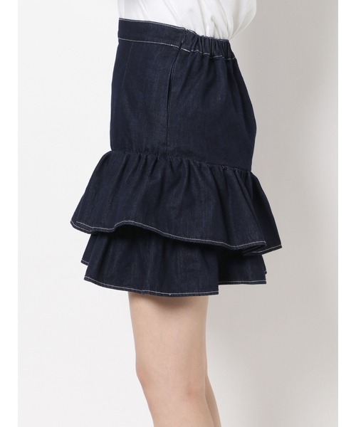 merry jenny（メリージェニー）の「デニムフリルミニスカート（スカート・レディース・ブラック/インディゴブルー・FREE）」の15枚目の写真