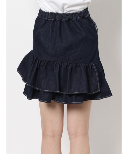 merry jenny（メリージェニー）の「デニムフリルミニスカート（スカート・レディース・ブラック/インディゴブルー・FREE）」の16枚目の写真