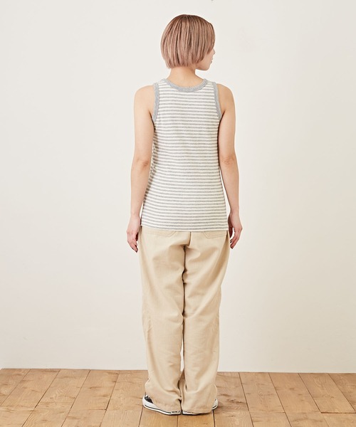 CUBE SUGAR（キューブシュガー）の「ショートスラブボーダーインナータンクトップ（タンクトップ・レディース・ペールイエロー/トップグレー/ブラック/マルチ/ラベンダー/ピンク・M）」の10枚目の写真