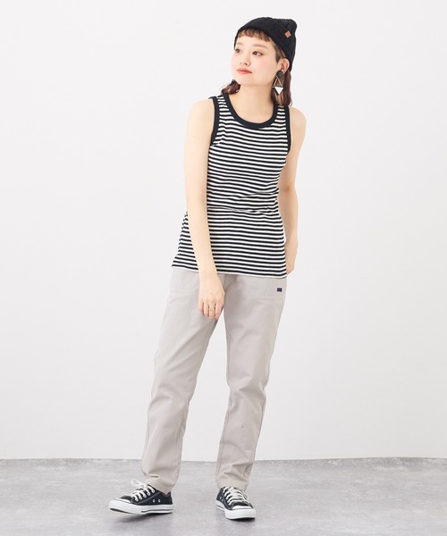 CUBE SUGAR（キューブシュガー）の「ショートスラブボーダーインナータンクトップ（タンクトップ・レディース・ペールイエロー/トップグレー/ブラック/マルチ/ラベンダー/ピンク・M）」の11枚目の写真