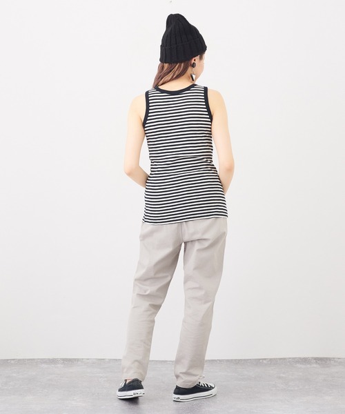 CUBE SUGAR（キューブシュガー）の「ショートスラブボーダーインナータンクトップ（タンクトップ・レディース・ペールイエロー/トップグレー/ブラック/マルチ/ラベンダー/ピンク・M）」の13枚目の写真