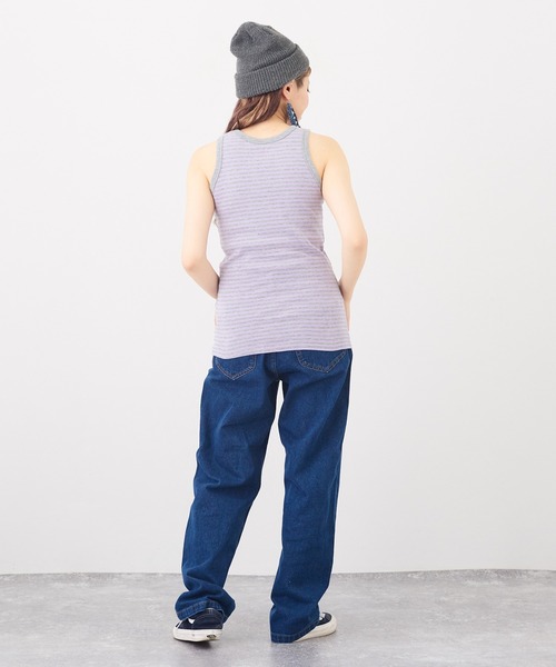 CUBE SUGAR（キューブシュガー）の「ショートスラブボーダーインナータンクトップ（タンクトップ・レディース・ペールイエロー/トップグレー/ブラック/マルチ/ラベンダー/ピンク・M）」の16枚目の写真