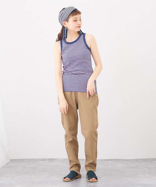 CUBE SUGAR（キューブシュガー）の「ショートスラブボーダーインナータンクトップ（タンクトップ・レディース・ペールイエロー/トップグレー/ブラック/マルチ/ラベンダー/ピンク・M）」の17枚目の写真