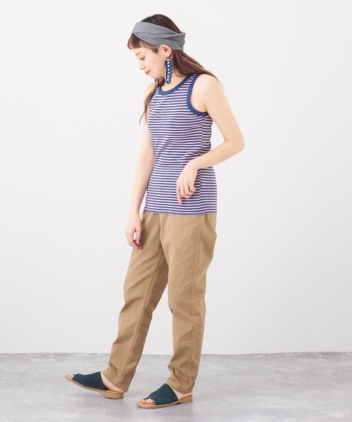 CUBE SUGAR（キューブシュガー）の「ショートスラブボーダーインナータンクトップ（タンクトップ・レディース・ペールイエロー/トップグレー/ブラック/マルチ/ラベンダー/ピンク・M）」の18枚目の写真