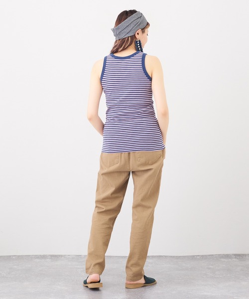 CUBE SUGAR（キューブシュガー）の「ショートスラブボーダーインナータンクトップ（タンクトップ・レディース・ペールイエロー/トップグレー/ブラック/マルチ/ラベンダー/ピンク・M）」の19枚目の写真