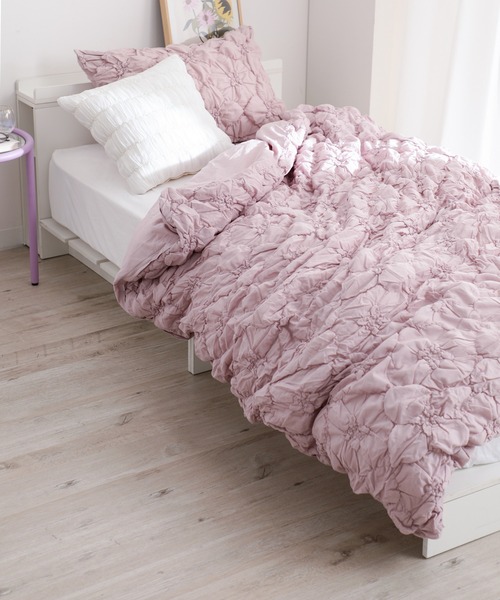 フラワーキルト 掛け布団カバー D PK 花柄 ピンク（寝具