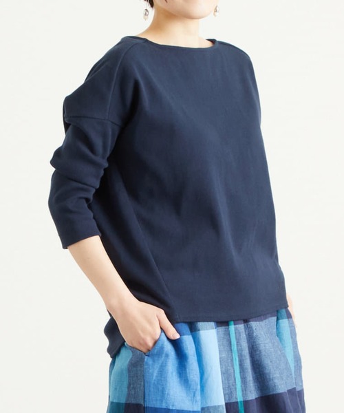 BEARDSLEY（ビアズリー）の「BA刺繍シンプルカットソー（Tシャツ/カットソー・レディース・ホワイト/ネイビー・FREE）」の2枚目の写真