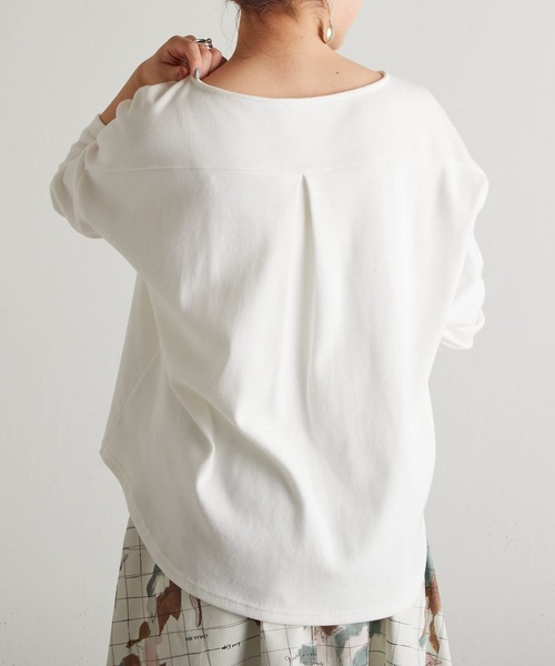 BEARDSLEY（ビアズリー）の「BA刺繍シンプルカットソー（Tシャツ/カットソー・レディース・ホワイト/ネイビー・FREE）」の5枚目の写真