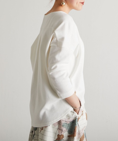 BEARDSLEY（ビアズリー）の「BA刺繍シンプルカットソー（Tシャツ/カットソー・レディース・ホワイト/ネイビー・FREE）」の9枚目の写真