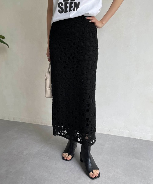 CAPRICIEUX LE'MAGE（カプリシューレマージュ）の「クロシェ風2WAYスカート（スカート・レディース・ライトベージュ/ブラック・FREE）」の13枚目の写真