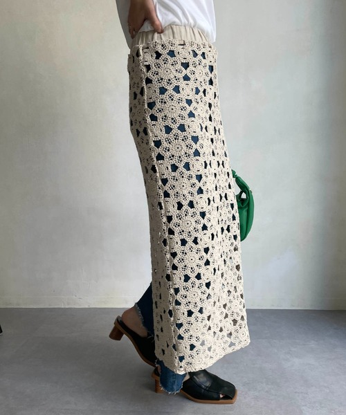 CAPRICIEUX LE'MAGE（カプリシューレマージュ）の「クロシェ風2WAYスカート（スカート・レディース・ライトベージュ/ブラック・FREE）」の11枚目の写真