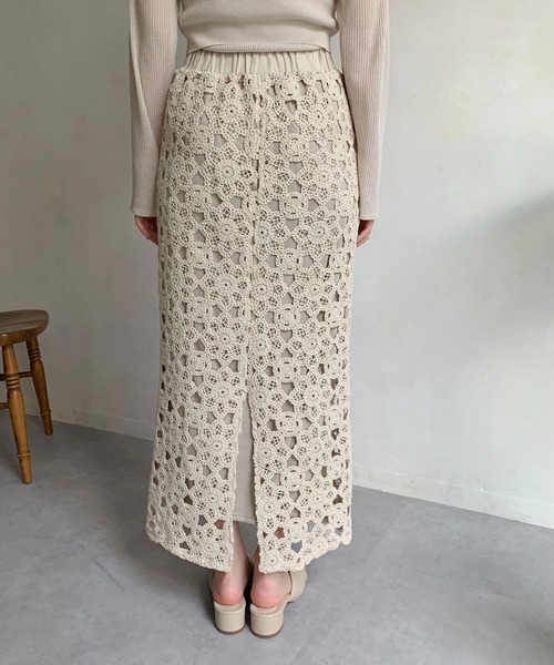 CAPRICIEUX LE'MAGE（カプリシューレマージュ）の「クロシェ風2WAYスカート（スカート・レディース・ライトベージュ/ブラック・FREE）」の17枚目の写真