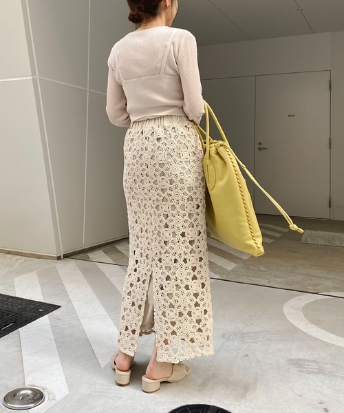 CAPRICIEUX LE'MAGE（カプリシューレマージュ）の「クロシェ風2WAYスカート（スカート・レディース・ライトベージュ/ブラック・FREE）」の15枚目の写真