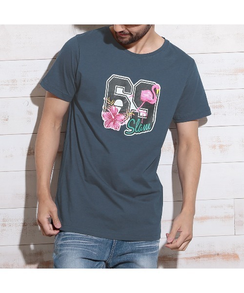 69SLAM(ロックスラム)の「69SLAM ロックスラム メンズ クルーネック 半袖 Tシャツ(Tシャツ/カットソー・メンズ・グレー/ネイビー・MEDIUM)」の2枚目の写真