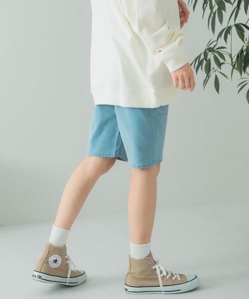 HEYUMM(ヘユム)の「ストレッチバイカーショーツデニム(デニムパンツ・レディース・ライトベージュ/ライトインディゴブルー/ブラック・ONE)」の16枚目の写真