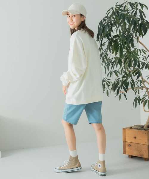 HEYUMM(ヘユム)の「ストレッチバイカーショーツデニム(デニムパンツ・レディース・ライトベージュ/ライトインディゴブルー/ブラック・ONE)」の21枚目の写真