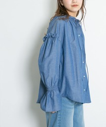 KBF | リネンMIXシャーリングギャザーシャツ(シャツ/ブラウス)