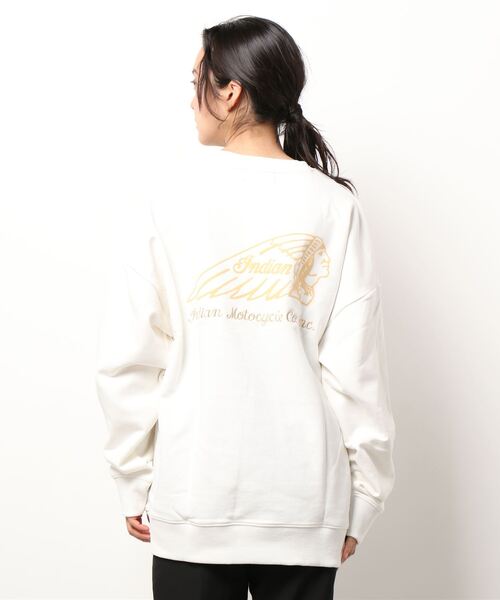 INDIAN(インディアン)の「★INDIAN★刺繍+フロッキー オーバーサイズトレーナー(スウェット・レディース・ブラック/オフホワイト/ブルーグレー/グレイッシュベージュ/グリーン・LARGE/MEDIUM)」の7枚目の写真
