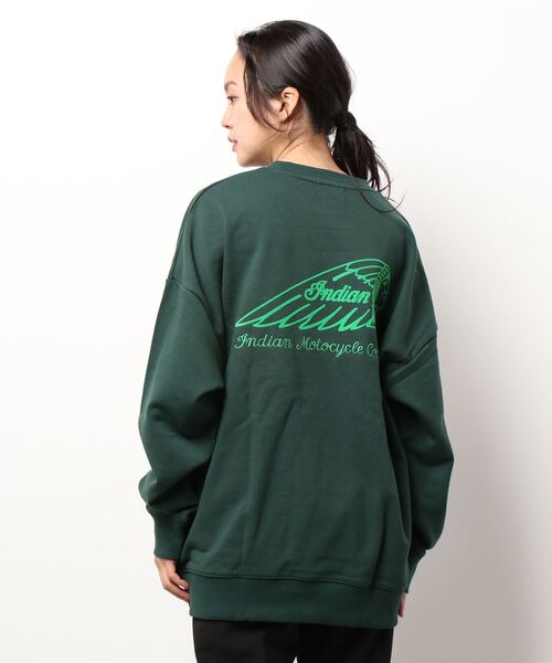 INDIAN(インディアン)の「★INDIAN★刺繍+フロッキー オーバーサイズトレーナー(スウェット・レディース・ブラック/オフホワイト/ブルーグレー/グレイッシュベージュ/グリーン・LARGE/MEDIUM)」の8枚目の写真