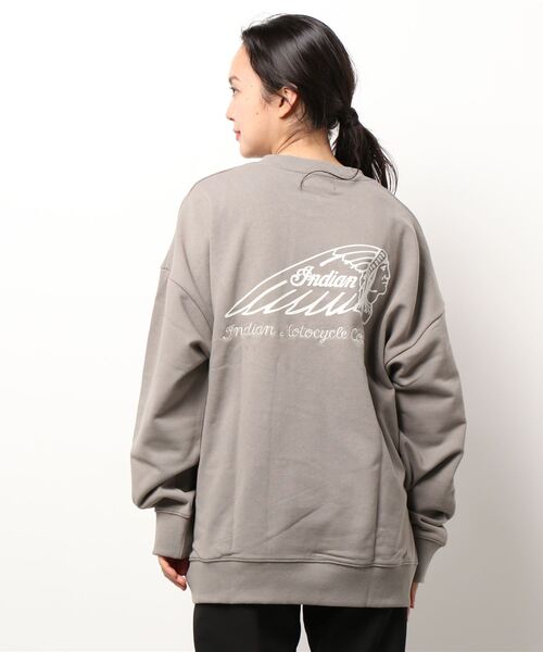 INDIAN(インディアン)の「★INDIAN★刺繍+フロッキー オーバーサイズトレーナー(スウェット・レディース・ブラック/オフホワイト/ブルーグレー/グレイッシュベージュ/グリーン・LARGE/MEDIUM)」の10枚目の写真