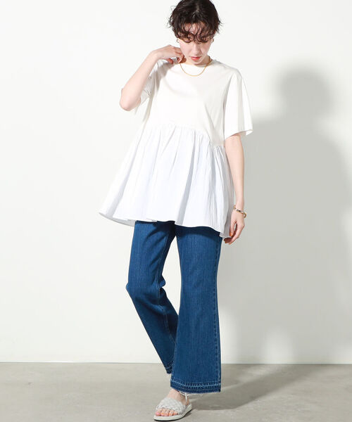 NOLLEY’S(ノーリーズ)の「ウエスト切り替えプルオーバーカットソー(Tシャツ/カットソー・レディース・ホワイト/ブラック/ブルー系その他7・FREE)」の4枚目の写真