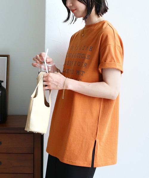 reca（レカ）の「2wayプリントBIG Tシャツ（Tシャツ/カットソー・レディース・オフホワイト/オレンジ/チャコール/グリーン・FREE）」の2枚目の写真