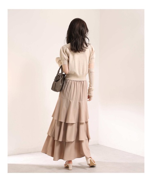 one after another NICE CLAUP（ワンアフターアナザーナイスクラップ）の「ティアードロングスカート（スカート・レディース・アイボリー/モカ/ブラウン系その他・FREE）」の10枚目の写真
