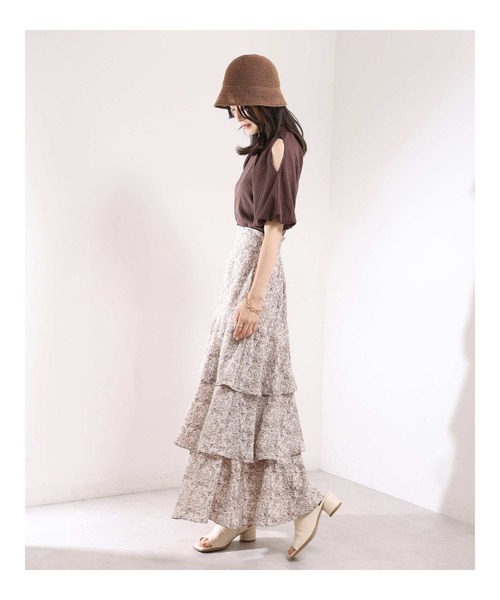 one after another NICE CLAUP（ワンアフターアナザーナイスクラップ）の「ティアードロングスカート（スカート・レディース・アイボリー/モカ/ブラウン系その他・FREE）」の12枚目の写真
