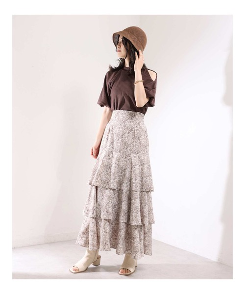one after another NICE CLAUP（ワンアフターアナザーナイスクラップ）の「ティアードロングスカート（スカート・レディース・アイボリー/モカ/ブラウン系その他・FREE）」の11枚目の写真