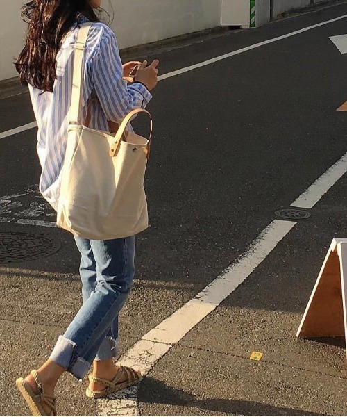 gossip！ロサンゼルス（ゴシップロサンゼルス）の「2WAY.キャンバスショルダーバッグ/トートバッグ（トートバッグ・レディース・オフホワイト・FREE）」の10枚目の写真