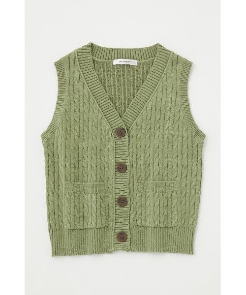 MOUSSY（マウジー）の「CABLE KNIT ベスト（ベスト・レディース・レッド/ライトカーキ/ブラック/ライトベージュ・FREE）」の3枚目の写真