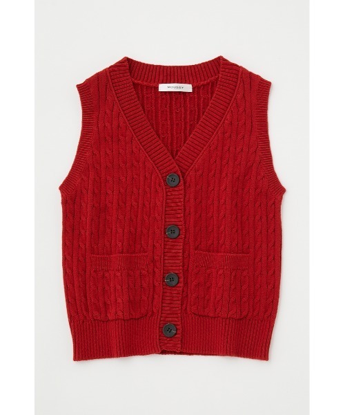 MOUSSY（マウジー）の「CABLE KNIT ベスト（ベスト・レディース・レッド/ライトカーキ/ブラック/ライトベージュ・FREE）」の10枚目の写真