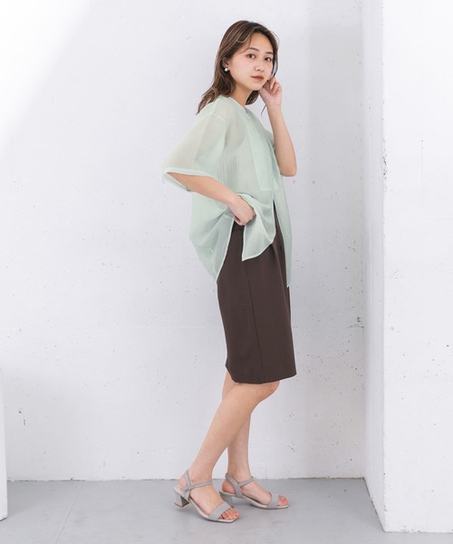 KBF(ケイビーエフ)の「フロントデザインシアーシャツ(シャツ/ブラウス・レディース・アイボリー/ライトブルー/ブラック・ONE)」の18枚目の写真