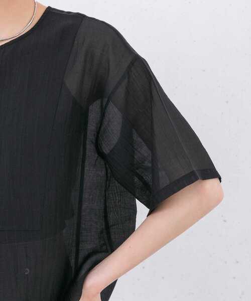 KBF(ケイビーエフ)の「フロントデザインシアーシャツ(シャツ/ブラウス・レディース・アイボリー/ライトブルー/ブラック・ONE)」の6枚目の写真