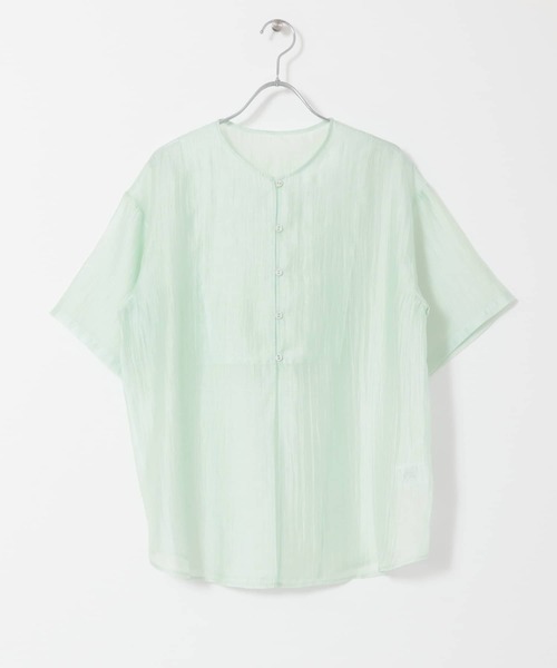 KBF(ケイビーエフ)の「フロントデザインシアーシャツ(シャツ/ブラウス・レディース・アイボリー/ライトブルー/ブラック・ONE)」の7枚目の写真