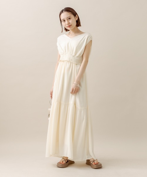 mline（エムライン）の「[mline]シフォンキャミワンピースSET（ワンピース・レディース・ブラック/ネイビー/オフホワイト・FREE）」の2枚目の写真