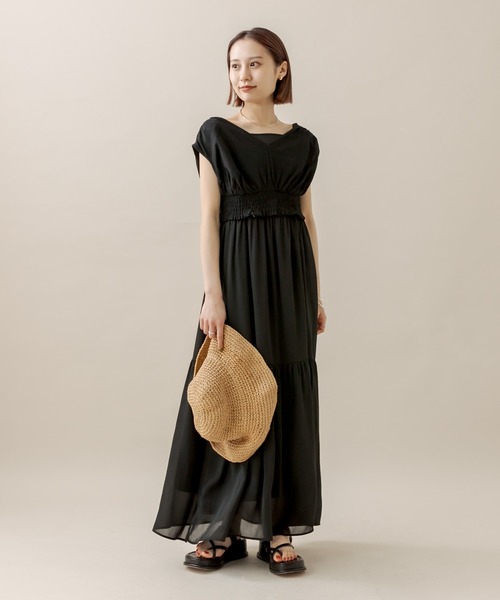 mline（エムライン）の「[mline]シフォンキャミワンピースSET（ワンピース・レディース・ブラック/ネイビー/オフホワイト・FREE）」の3枚目の写真