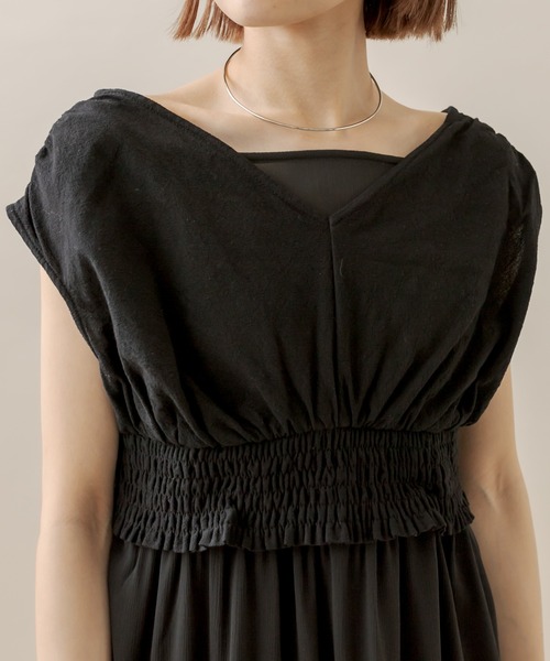 mline（エムライン）の「[mline]シフォンキャミワンピースSET（ワンピース・レディース・ブラック/ネイビー/オフホワイト・FREE）」の7枚目の写真