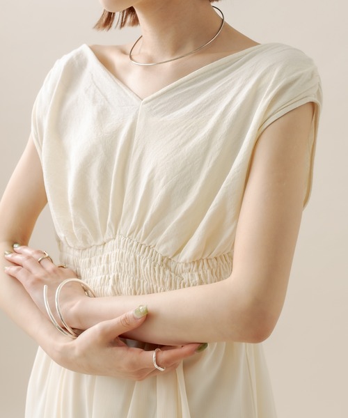 mline（エムライン）の「[mline]シフォンキャミワンピースSET（ワンピース・レディース・ブラック/ネイビー/オフホワイト・FREE）」の5枚目の写真