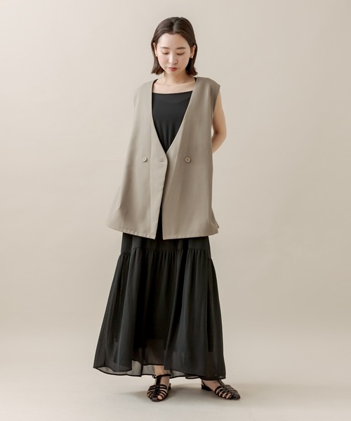 mline（エムライン）の「[mline]シフォンキャミワンピースSET（ワンピース・レディース・ブラック/ネイビー/オフホワイト・FREE）」の20枚目の写真