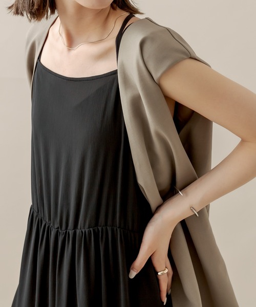 mline（エムライン）の「[mline]シフォンキャミワンピースSET（ワンピース・レディース・ブラック/ネイビー/オフホワイト・FREE）」の6枚目の写真