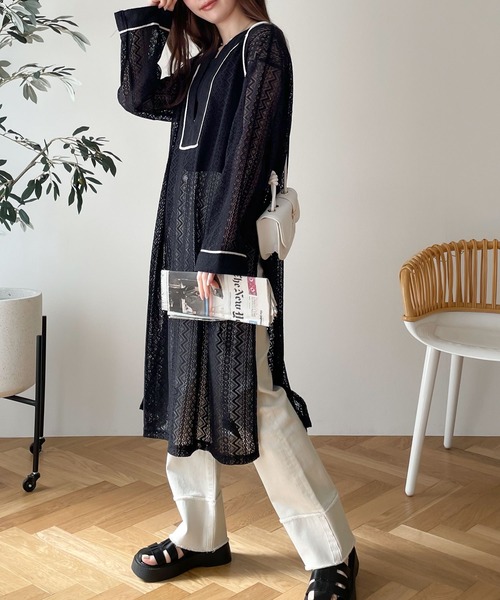 classicalelf（クラシカルエルフ）の「大人のリラクシー。サイドスリット入り総レースカフタンワンピース（ワンピース・レディース・ブラック/ベージュ/オフホワイト・MEDIUM/LARGE/X-LARGE）」の16枚目の写真
