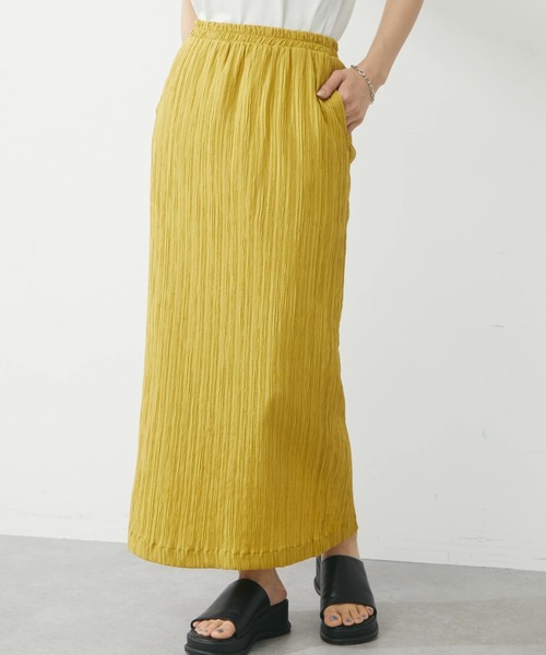 Green Parks(グリーンパークス)の「シャーリングジャガードスカート(スカート・レディース・ブラック/イエロー/ミント・FREE)」の3枚目の写真